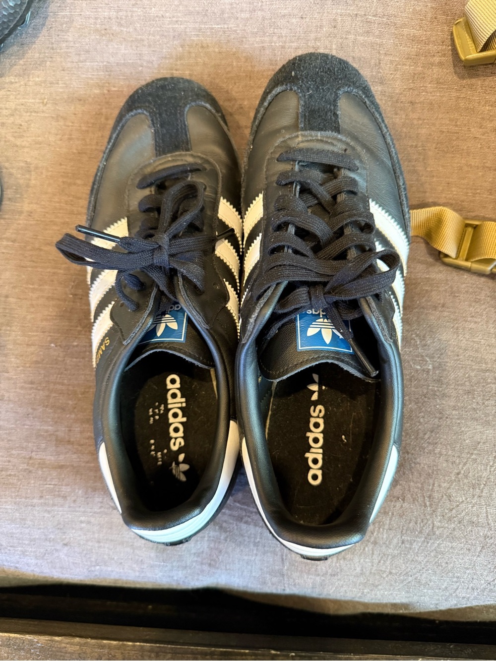 adidas Men’s Black Sneakers with White Stripes